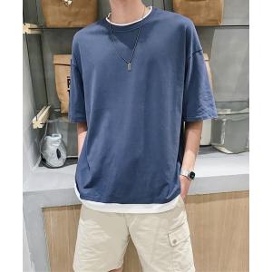 tシャツ レイヤード風tシャツ メンズクルーネック メンズ