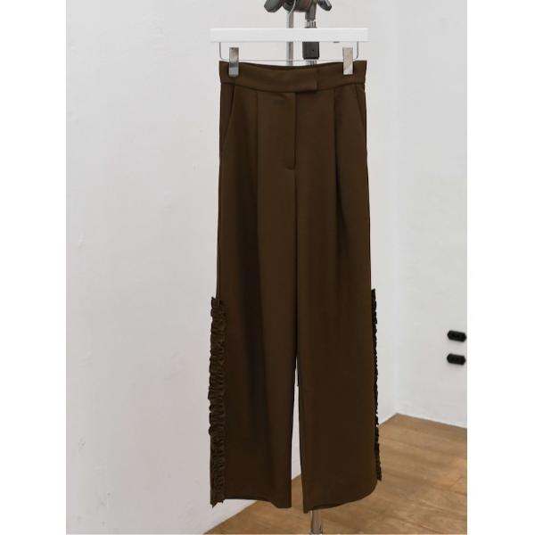 スラックス パンツ frill straight slacks レディース