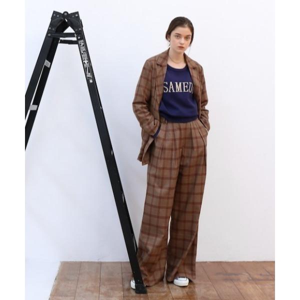 スラックス パンツ asymmetry belt loop 2tuck wide slacks レデ...