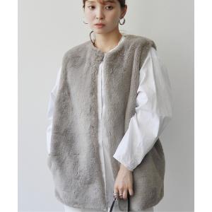 ベスト ジレ フェイクエコファーベスト レディース
