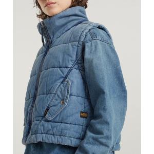 ダウンベスト ベスト PADDED MAE VEST/クロップド中綿デニムベスト レディース