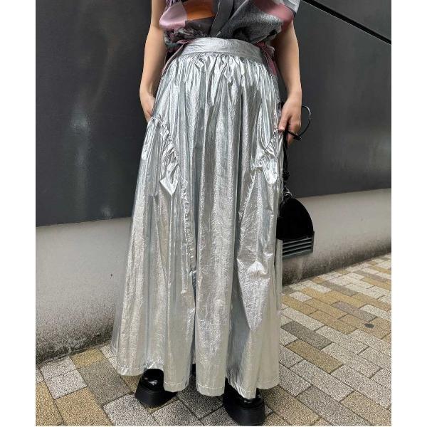 スカート METALLIC VOLUME FLARE SKIRT