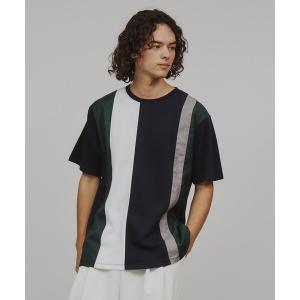 tシャツ ストライプ切替Tシャツ メンズ