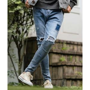 ジーンズ mp12547-Distressed Denim Jodhpurs Pants デニムジョッパーズパンツ メンズ