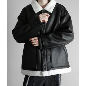 コート ジャケット ヴィンテージ加工PUフェイクムートンダブル