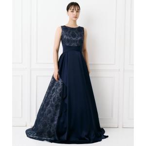 AIMER ドレス フラワーレース袖マキシ丈パーティードレス
