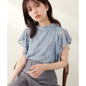 シャツ ブラウス ラッフルレースパイピングブラウス レディース