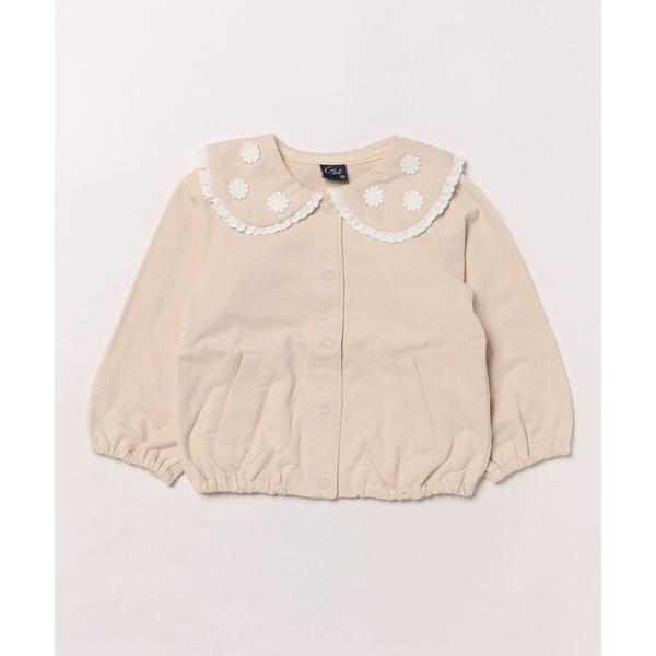 トレーナー  お花モチーフ衿付きミニ裏毛ジャケット キッズ 子供服 女の子