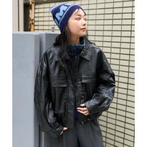 ブルゾン アウター フェイクレザー ショートブルゾン レディース