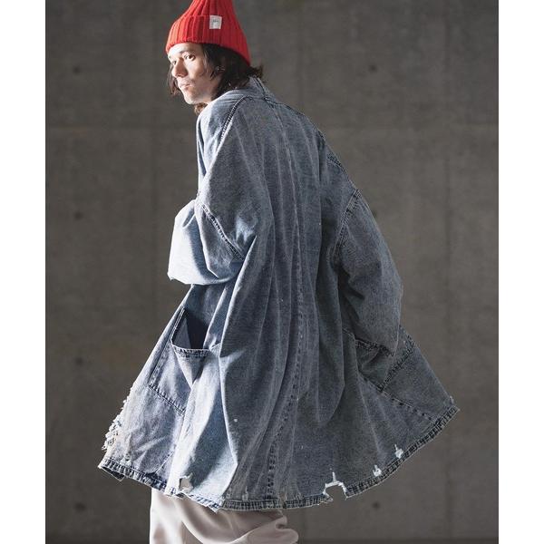 デニムジャケット gジャン mj10072- Used processing denim gown-...