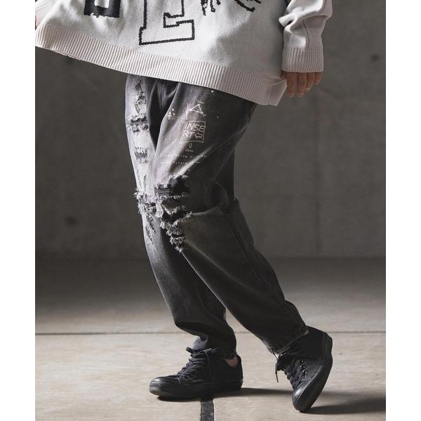 ジーンズ mp12539- Used processing denim balloon silhou...