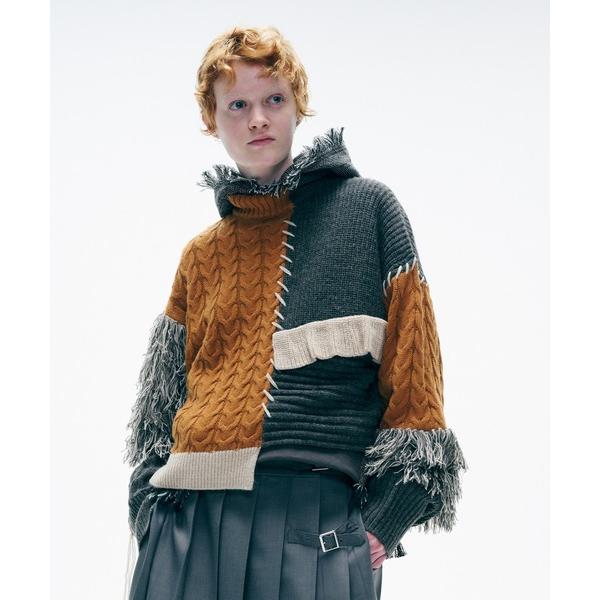 ニット セーター Wizzard ウィザード / PATCHWORK KNIT パッチワークフリンジ...