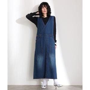 オールインワン カシュクールデニムジャンスカ レディース