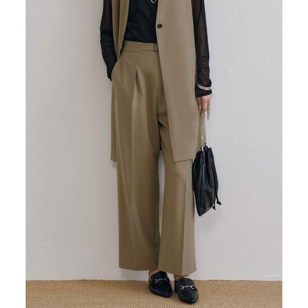 uvカット パンツ 「洗える」ウール2WAYストレッチ ワイドストレートパンツ レディース