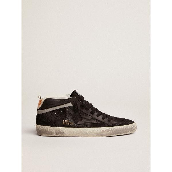 スニーカー メンズ Mid Star ヌバック ブラック レザースター＆シルバー フラッシュ メンズ