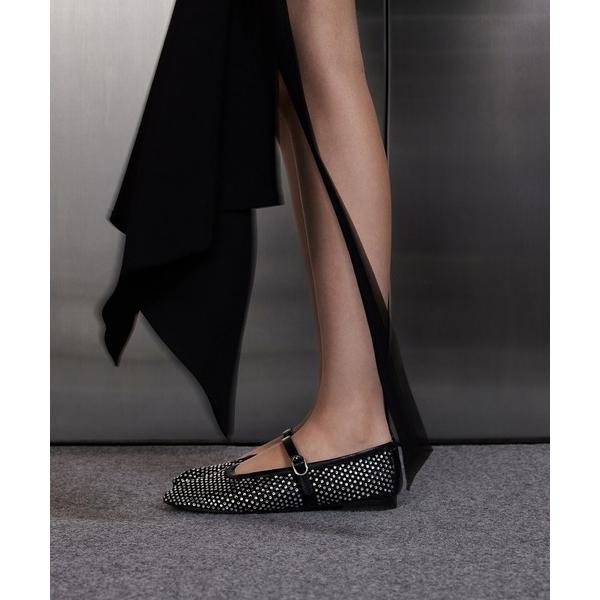 パンプス メッシュクリスタルエンベリッシュド メリージェーン