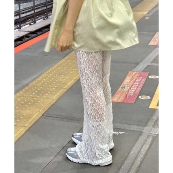 パンツ lace sheer flare pants レディース