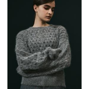 ニット セーター 「アンゴラ混」透かし編みニット レディース