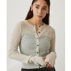 カーディガン シアーリブニットカーデ レディース