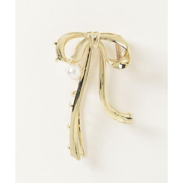 ヘアクリップ 「HIKA」メタルリボンパールヘアクリップ