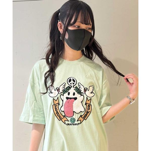 tシャツ A'GEM/9 × .kom 「GRAF＆WU/グラフアンドユー」 ピースゴースト半袖Tシ...