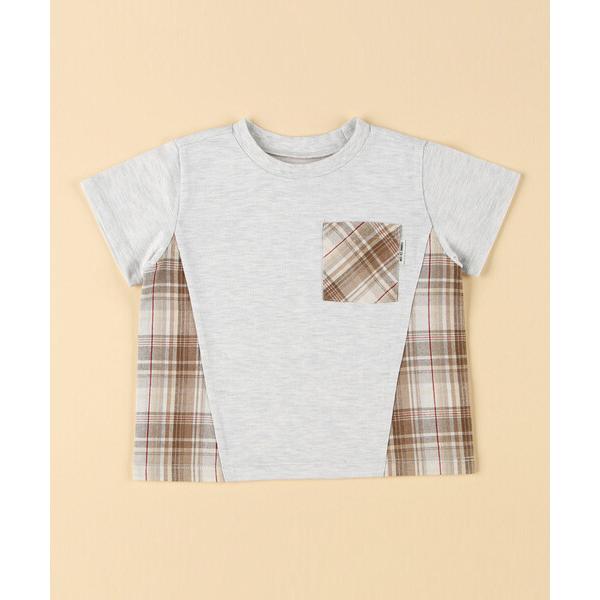 ベビー チェック使い ポケットTシャツ(ベビーサイズ)