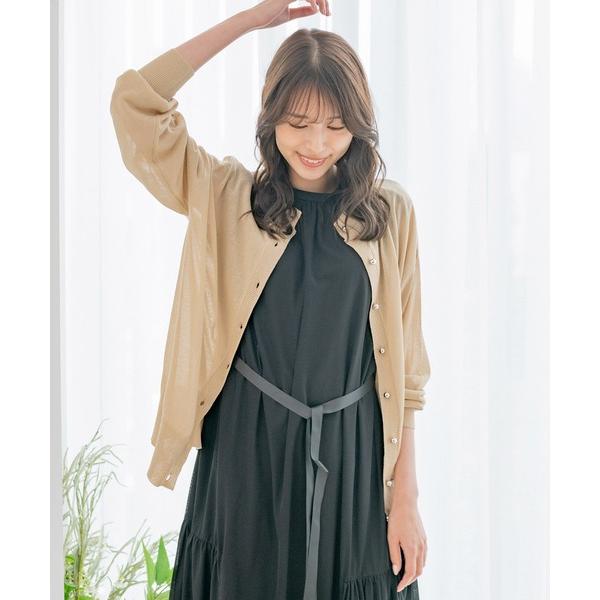 カーディガン シアーリラックスシルエットクルーネックカーディガン レディース