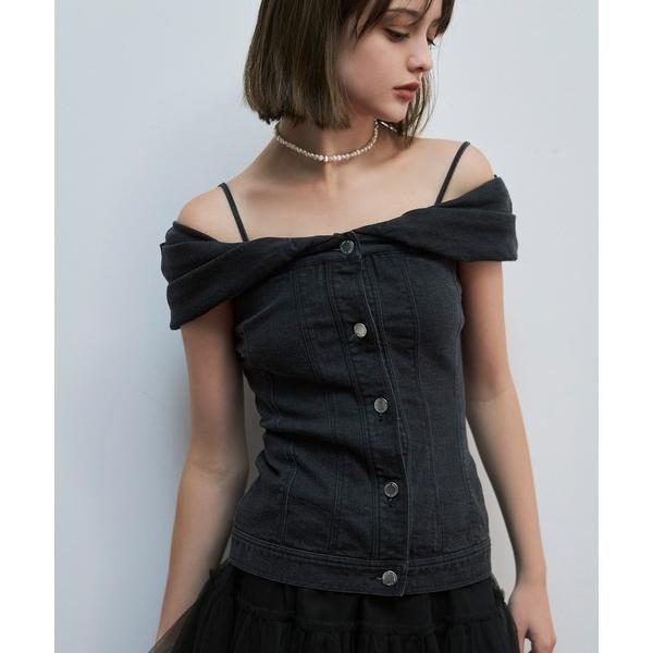 ワンピース デニムオフショルチュールスカートセットワンピース