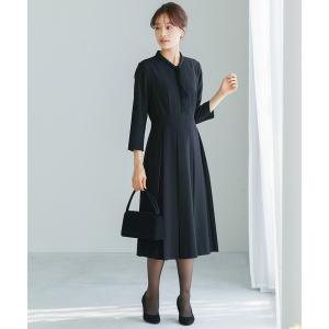ワンピース 「洗濯機で洗える」喪服/アシンメトリーボウタイデザイン