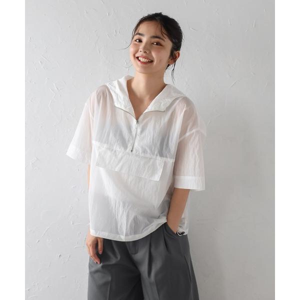 パーカー シアーアノラック半袖パーカー レディース