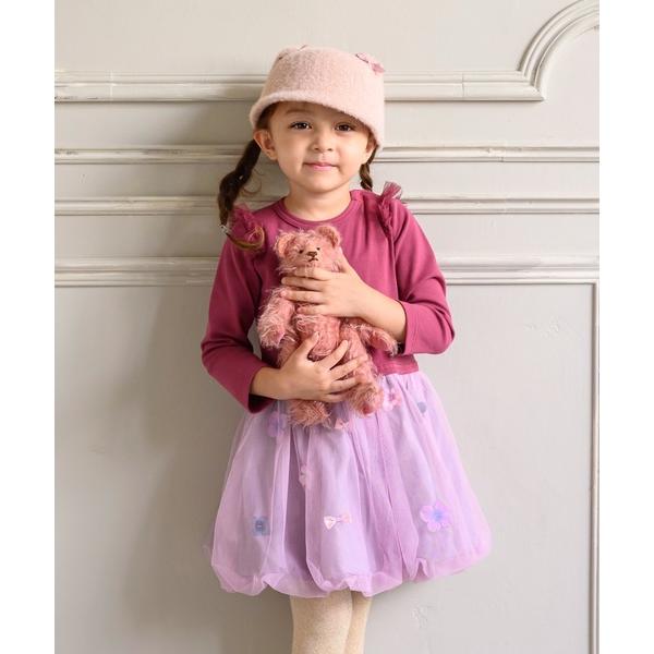 ワンピース お花とリボンのバルーンワンピ(長袖)(80-100cm) キッズ 子供服 女の子