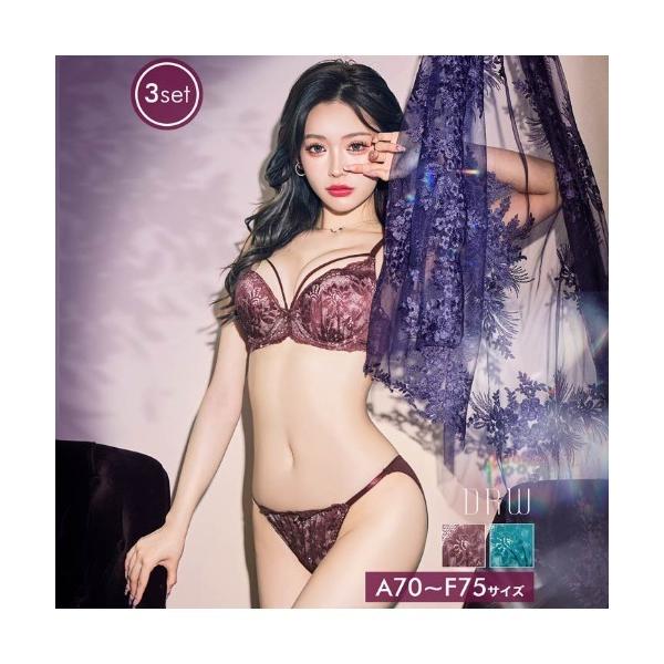 ブラジャー ショーツセット ビターフルーロンコード ブラジャー ＆ フルバック ＆ Tバック ショー...