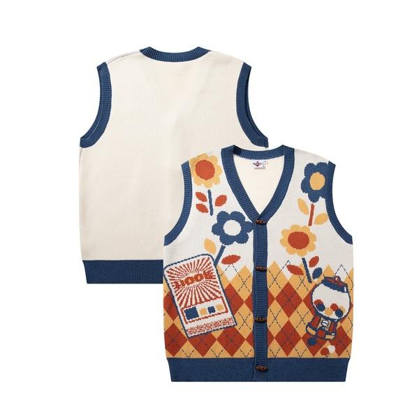 ベスト ジレ HOOK -original-　「レトロの思い出」アーガイル柄前開きニットベスト メン...