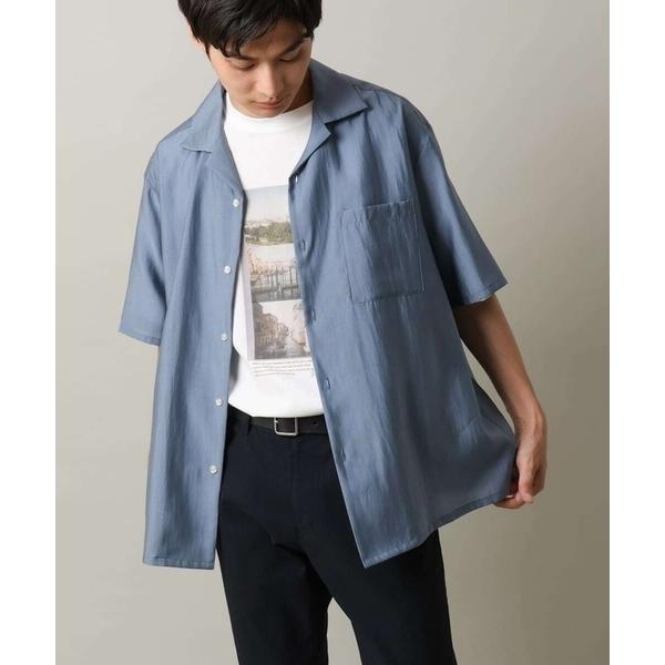 シャツ 「接触冷感/速乾」セミシアーオープンカラーシャツ　半袖「洗濯機で洗える」 メンズ