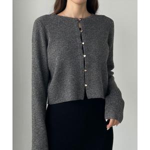 カーディガン ハートボタンショートニットカーディガン レディース