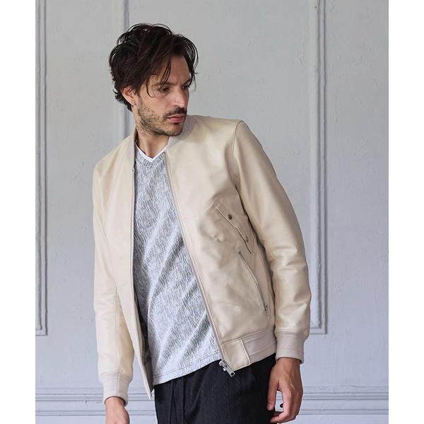 革ジャン ライダース ラムセミネイキッドレザーボンバージャケット メンズ