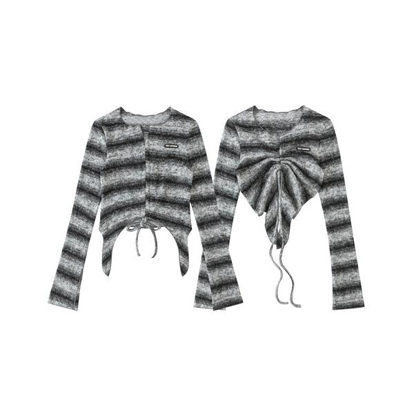 tシャツ 「HOOK」for girls　グラデーションボーダーシャーリングプルオーバー レディース