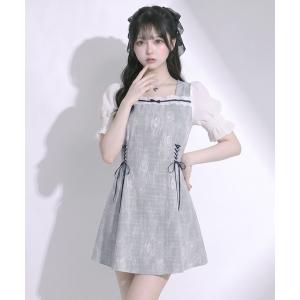 ワンピース レースレイヤードレースアップワンピース
