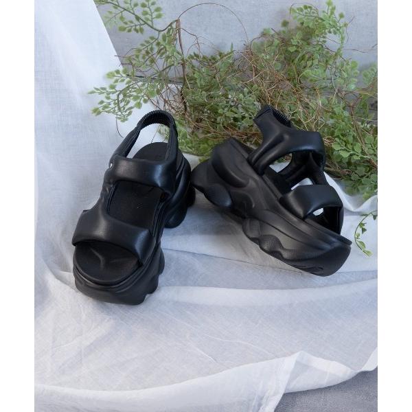 サンダル 厚底パフィーサイドベルトサンダル レディース