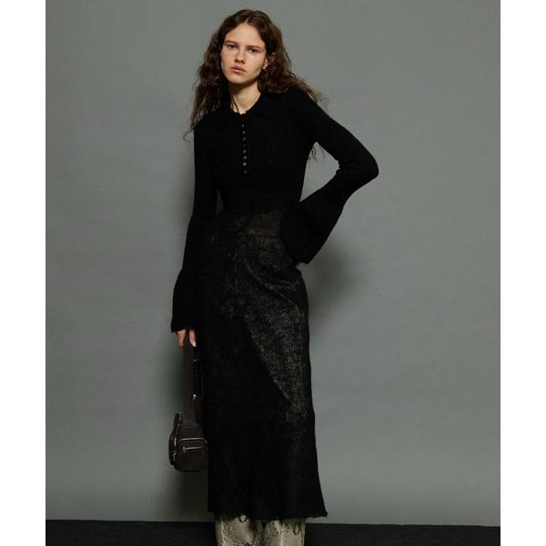 ワンピース Sheer Knit Polo Shirt Maxidresses/シアーニットポロワン...