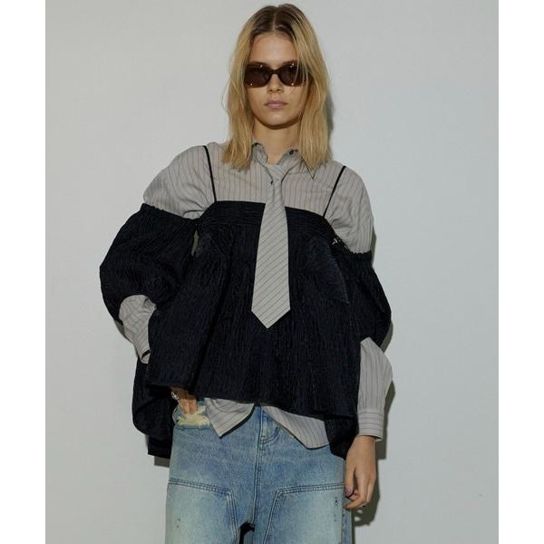 ブラウス シャツ Jacquard 2way Puff Sleeves Tunic/ジャガード2WA...