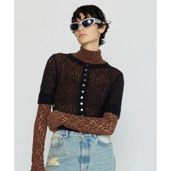 カーディガン 2way Sheer Mohair Half Sleeve Knitwear/2WAY...