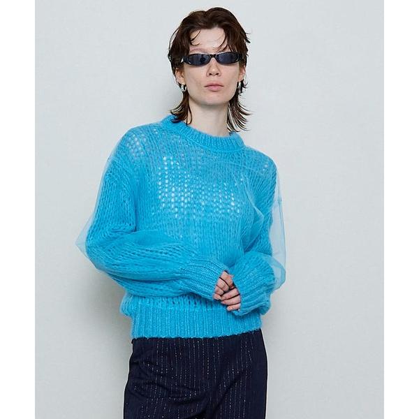 ニット セーター Tulle Layered Low Gauge Reversible Knit P...