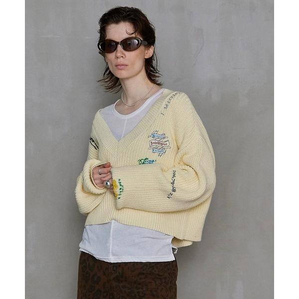 ニット セーター V-neck Embroidery Knitwear/Vネックエンブロイダリーニッ...