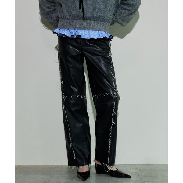 パンツ Vegan Leather Cut Off Pants/ヴィーガンレザーカットオフパンツ「M...
