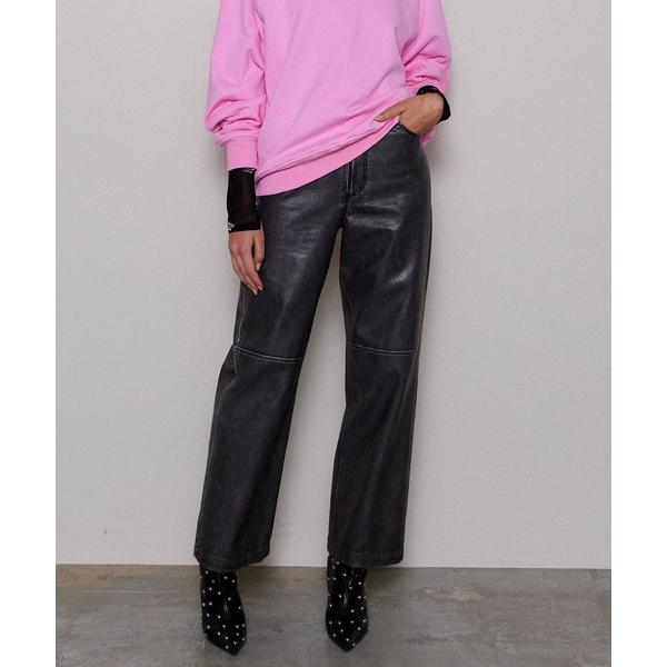 パンツ Vegan Leather Wide Straight Pants/ヴィーガンレザーワイドス...