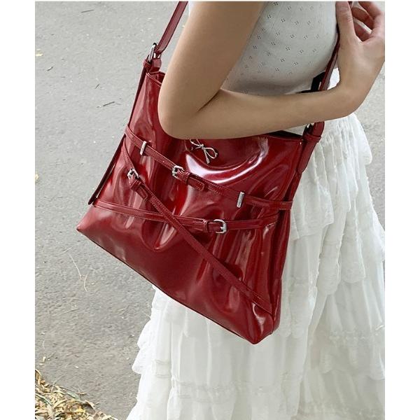 ショルダーバッグ バッグ 「新色追加」 Y2K バックル ベルト リボン  トバッグ A4収納可能 ...