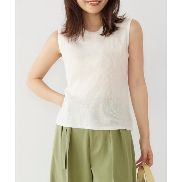 ニット セーター ブライトシアーリブノースリニットトップス「低身長・小柄女性」 レディース