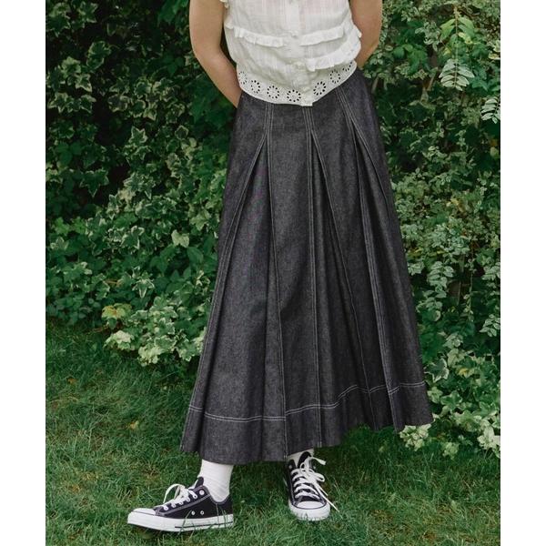 デニムスカート made in Japan tuck denim skirt/日本製デニムスカート
