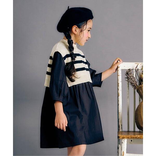 ワンピース ベストセットランタンスリーブワンピース キッズ 子供服 女の子